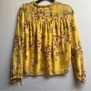 Wilfred Aritzia Lourdes Floral chiffon long sleeve blouse Sz S
